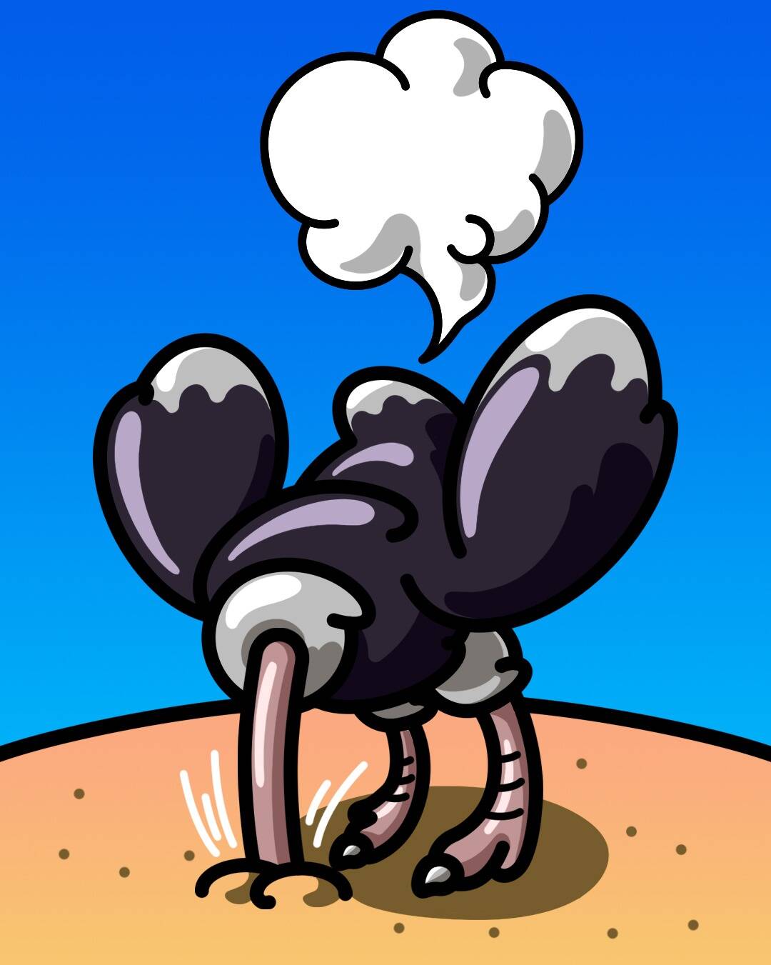 这组 4,892 只鸵鸟的头颅埋在沙子里,是一种免费薄荷糖,旨在在熊市期间让 NFT 人群振作起来(他们无法忍受看加密货币图表)。 /nfts/oblivious-ostriches/oblivious-ostriches.jpg